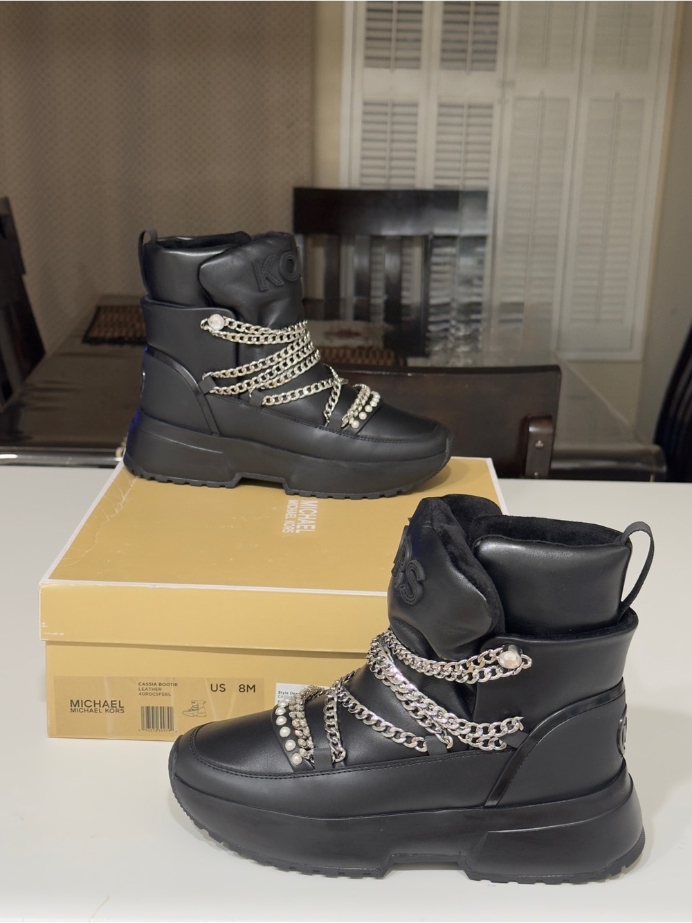 Michael Michael Kors Womens Cassia Leather Ankle Boots Black US 8M